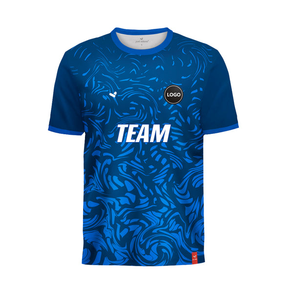 Blue gradient full printed Football team uniform jersey, MOQ 11 Pcs