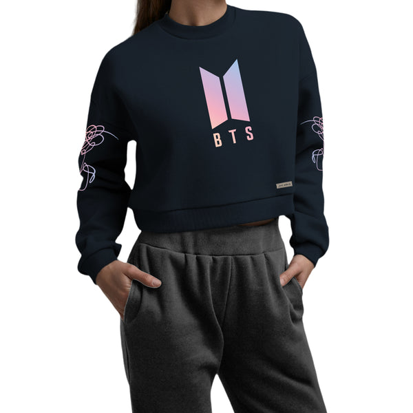 Oversized Women BTS Crop Sweatshirt