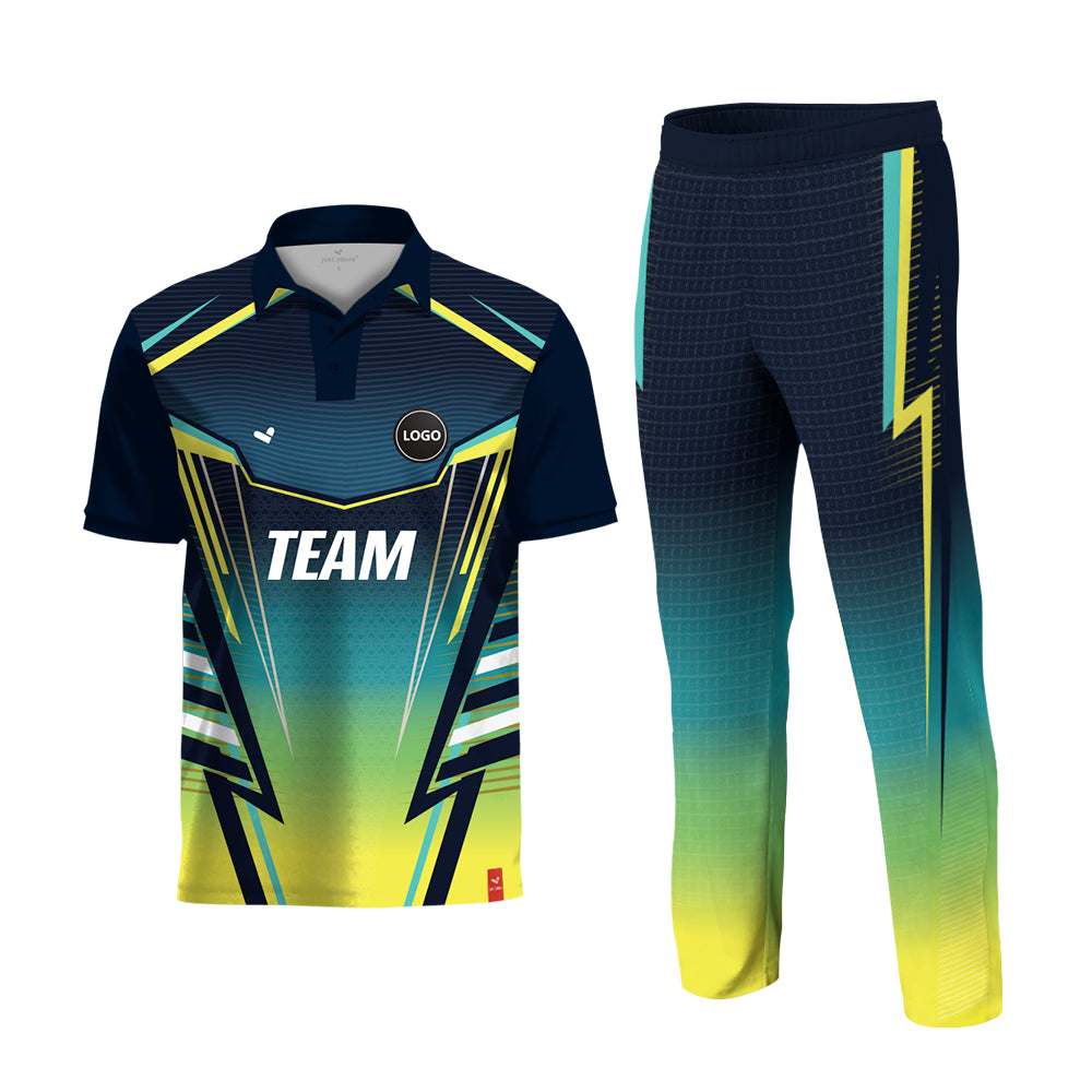 Blue Sublimated Cricket Jerseys Uniforms Long Sleeve - Dubai UAE