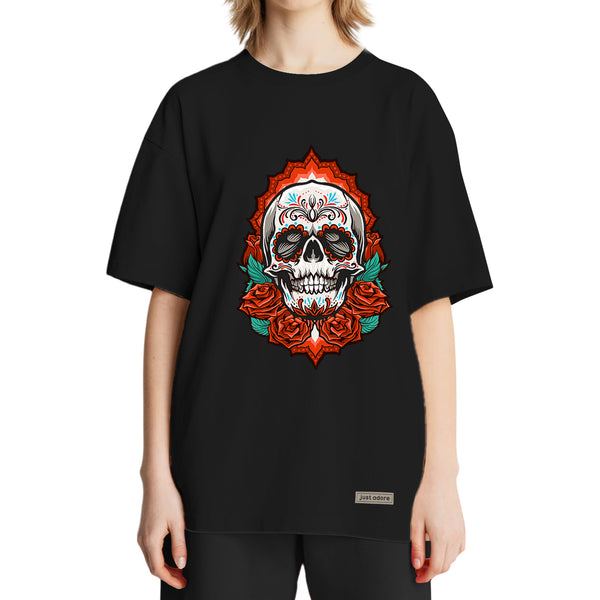 The Rose Skull Oversized Women Tshirt