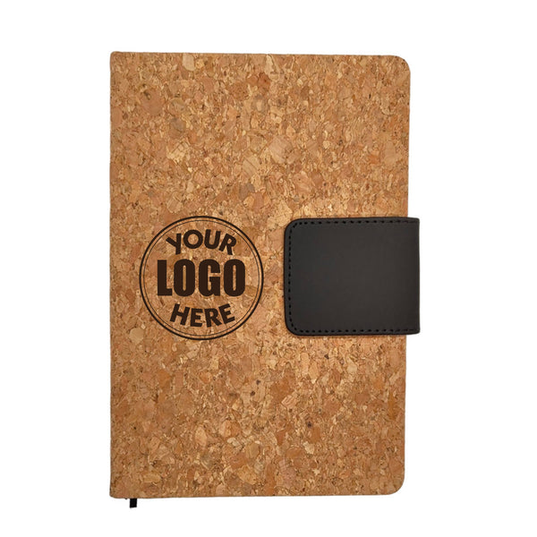 Sustainable Cork Notebook with PU Magnetic Closure, Blank