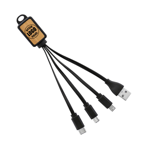 Anti-Microbial 3-in-1 Charging Cable with Bamboo, Blank