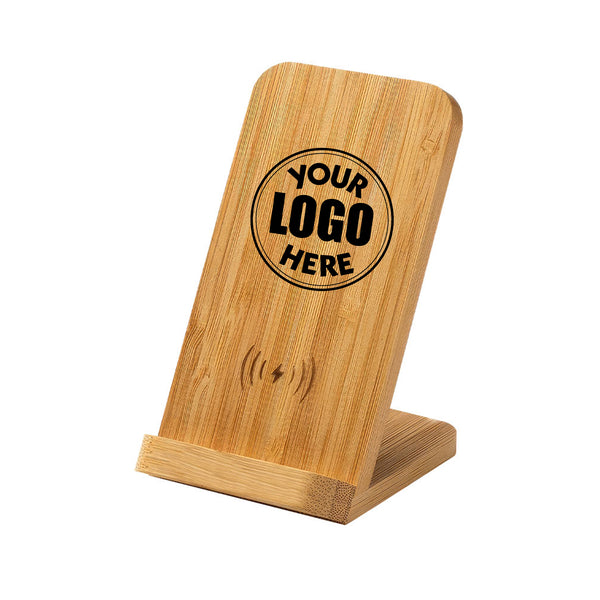 Eco-Friendly Bamboo Wireless Charging Dock (15W), Blank
