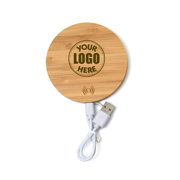 15W Natural Bamboo Wireless Charger, Blank