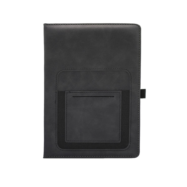 Premium PU A5 Notebook with Pocket & Card Holder, Blank