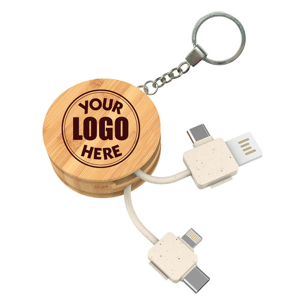 Bamboo & Wheat Straw Eco Multi-Cable Keychain (5-in-1), Blank