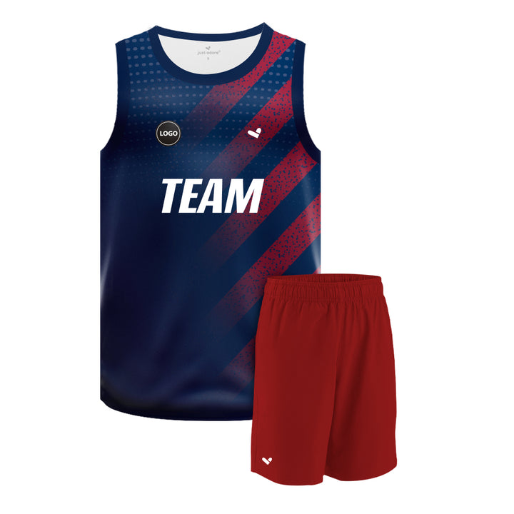 Navy color Full sublimation Basketball Jersey and Plain shorts, MOQ 6 Pcs - Just Adore