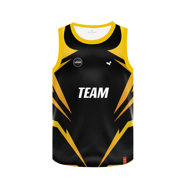 Black & yellow Sleeveless dri-fit Basketball jersey, MOQ 6 Pcs