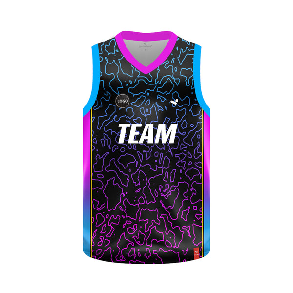 Multicolor printed Basketball jersey for men wholesale, MOQ 6 Pcs