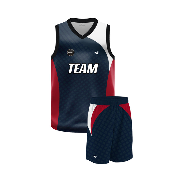 Basketball Team Jersey and shorts with personalized name and number, MOQ 6 Pcs