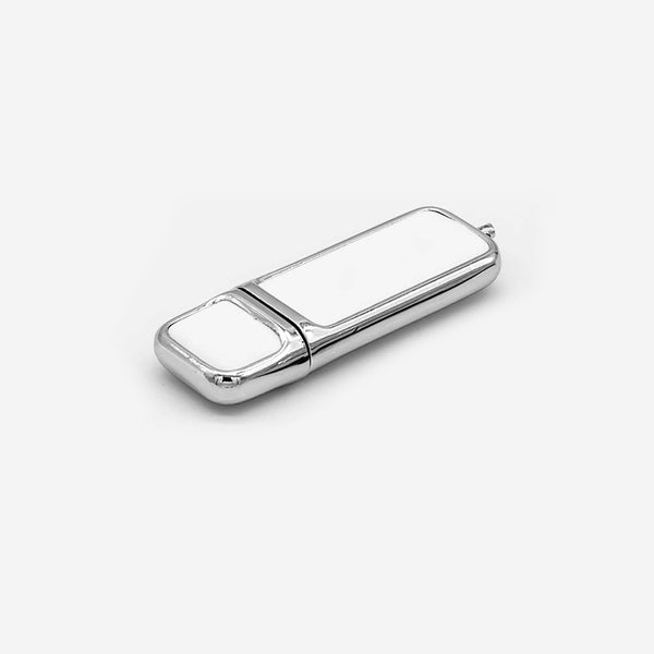 Leather with Chrome Finish USB Flash Drives, Blank - MOQ 24 pcs