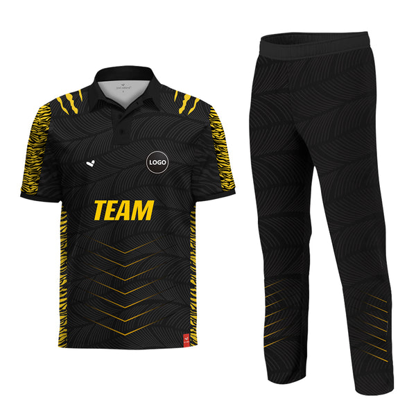 Black & Yellow Cricket Team Uniform Set - Full Sublimation, MOQ - 11 Sets