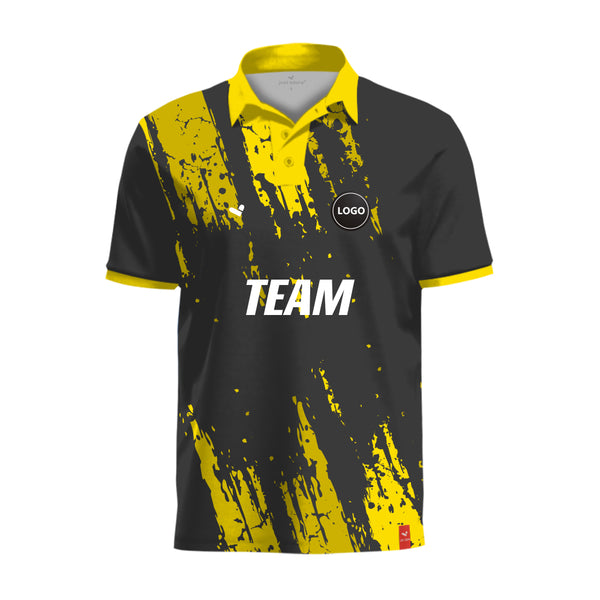 Black & yellow sustainable Cricket Team Jersey - MOQ 11 Sets