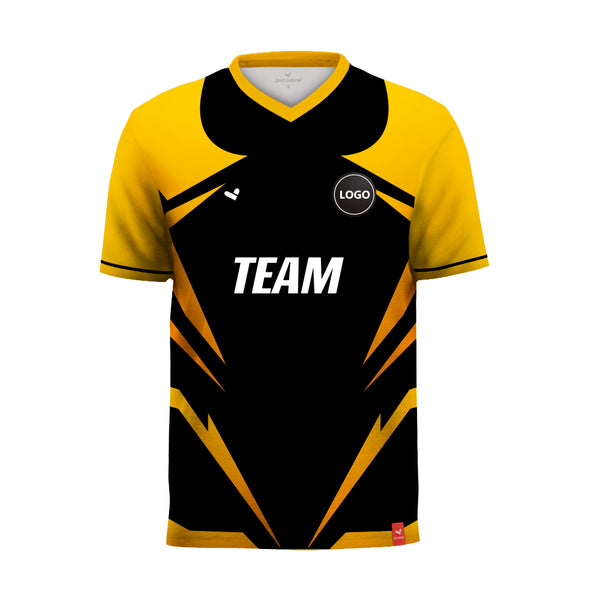 Black and Yellow Full sublimation drifit sports tshirts, MOQ 11 Pcs