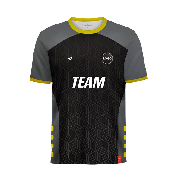 Black & grey multicolor printed football team jersey, MOQ 11 Pcs