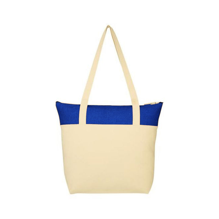 Two Tone Canvas Bag with Zip, Blank - Just Adore