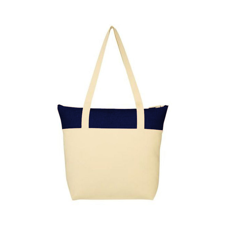 Two Tone Canvas Bag with Zip, Blank - Just Adore