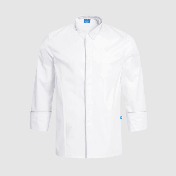 Chef Jacket With Concealed Press Buttons JA AirCoolPro Vent, Moisture Wicking, White, Unisex
