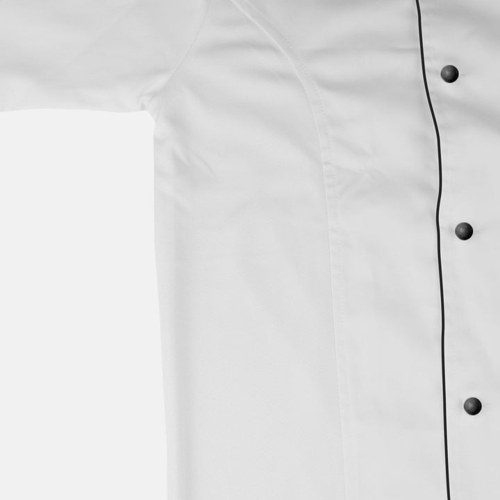 Chef Coat - JA AirCoolPro Vent, White with Black piping, Unisex - Just Adore