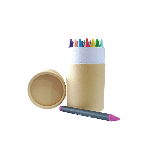 Crayon Set in Round Kraft Paper Tube, Blank - MOQ 50 pcs