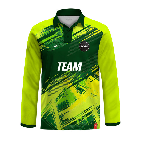 Green cricket jersey full sublimation printed, MOQ 11 Pcs
