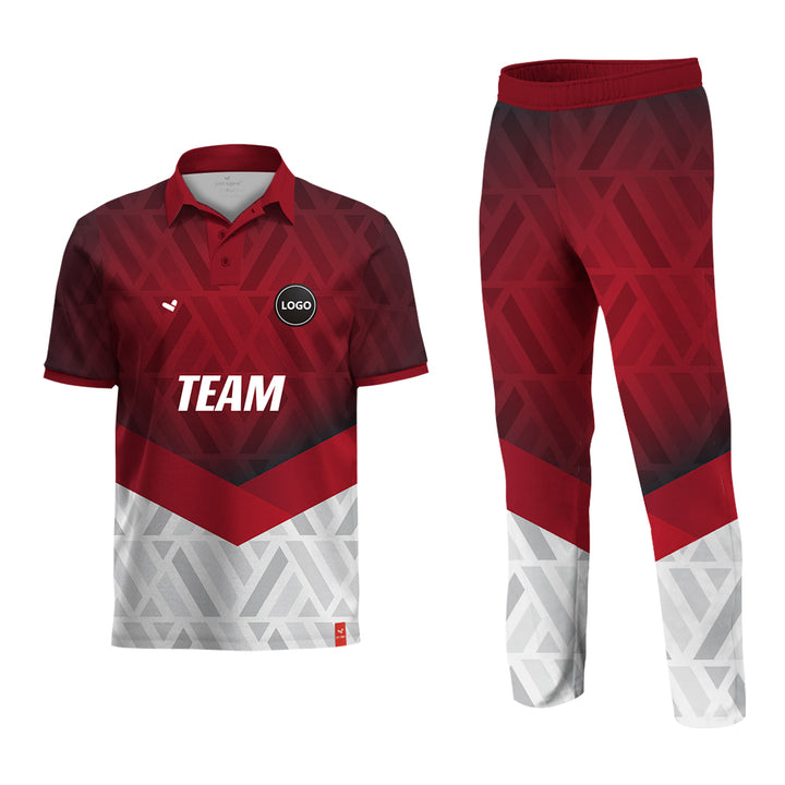 Red & White Cricket Team Uniform Set - Full Sublimation, MOQ - 11 Sets - Just Adore