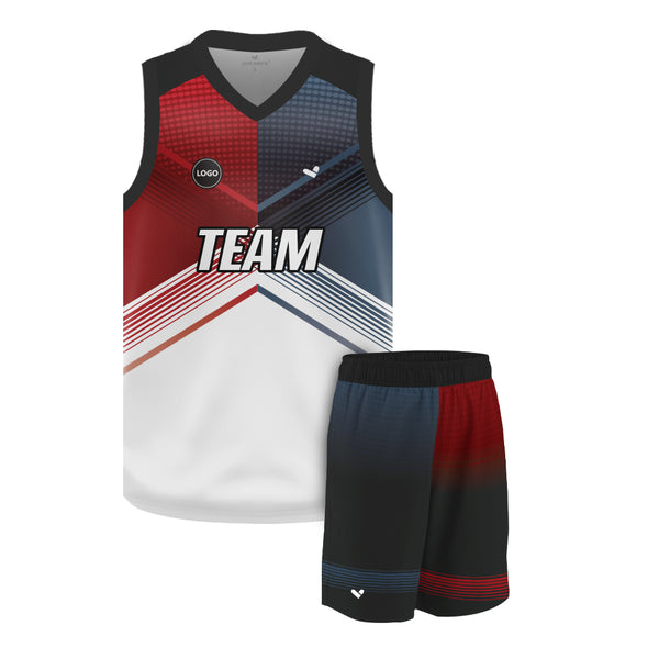 Red & Grey Sublimation Basketball Team Jersey and shorts, MOQ 6 Pcs