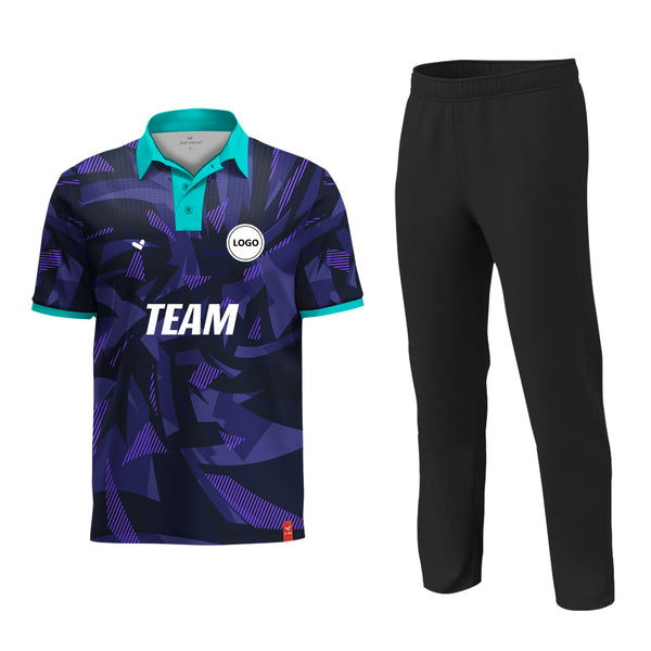 Purple Cricket Uniform with name and number, Printed jersey and Plain Pant - MOQ 11 Sets