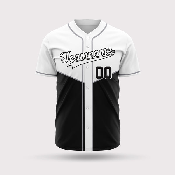 Black and white baseball team jersey, MOQ - 9 Pcs
