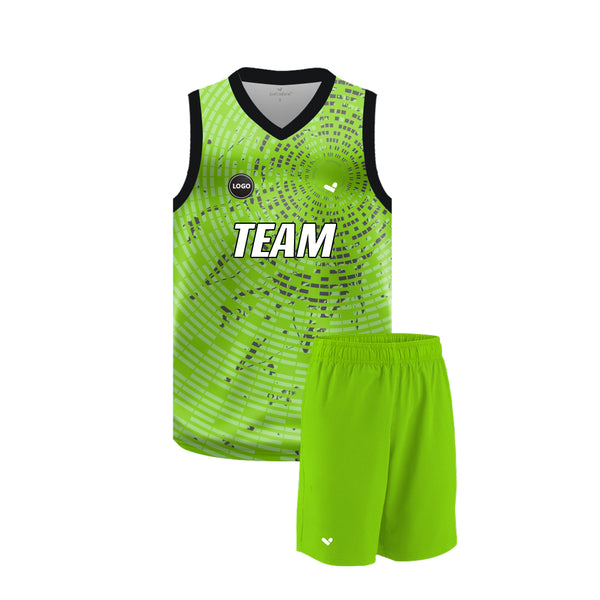 Green Basketball jersey and shorts sublimation printed,  MOQ 6 Pcs