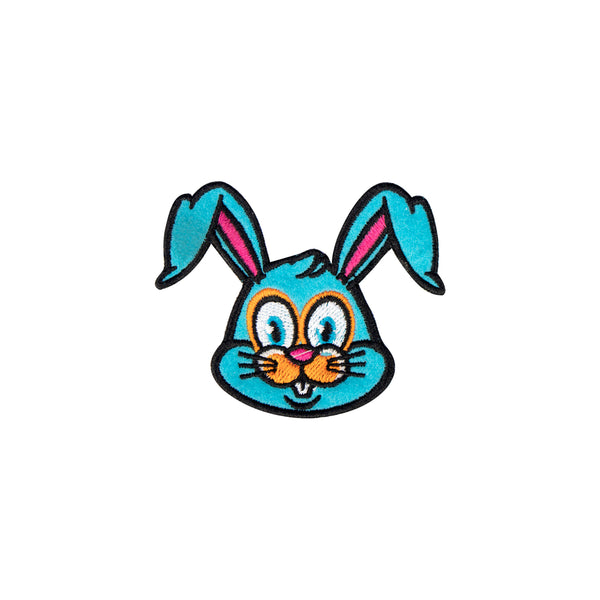 Blue bunny rabbit,  iron on embroidery patch