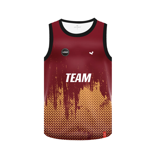 Maroon and yellow multicolor Basketball Team jersey, MOQ 6 Pcs