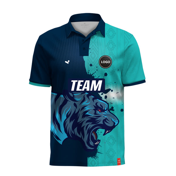 Tiger multicolor printed cricket team uniform jersey, MOQ 11 Pcs