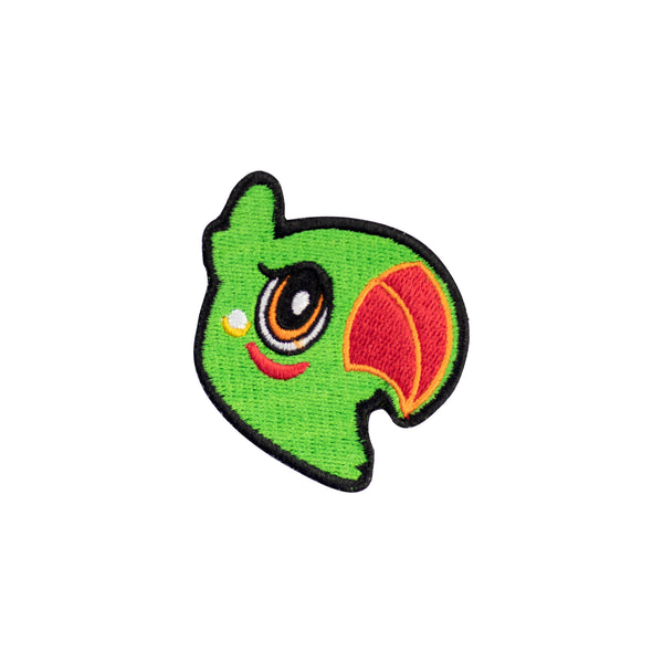 Green Parrot face iron on embroidery patch
