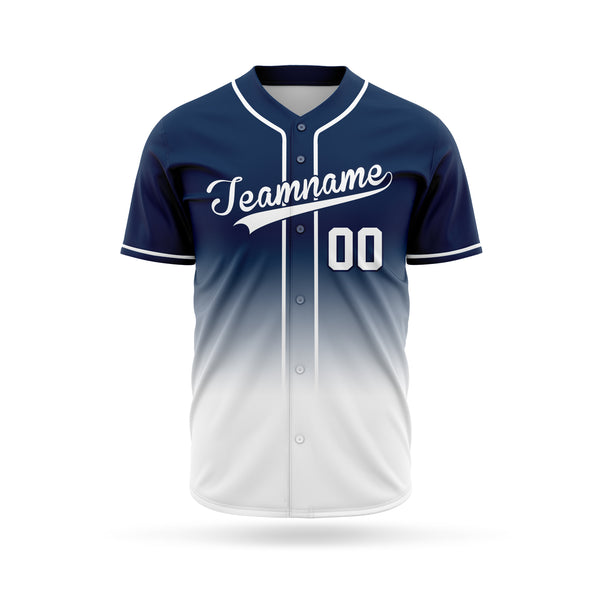 Blue and white sublimation printed Baseball team jersey, MOQ - 9 Pcs