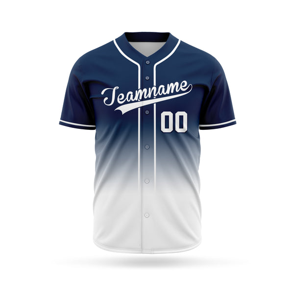 Blue and white sublimation printed Baseball team jersey, MOQ - 9 Pcs - Just Adore