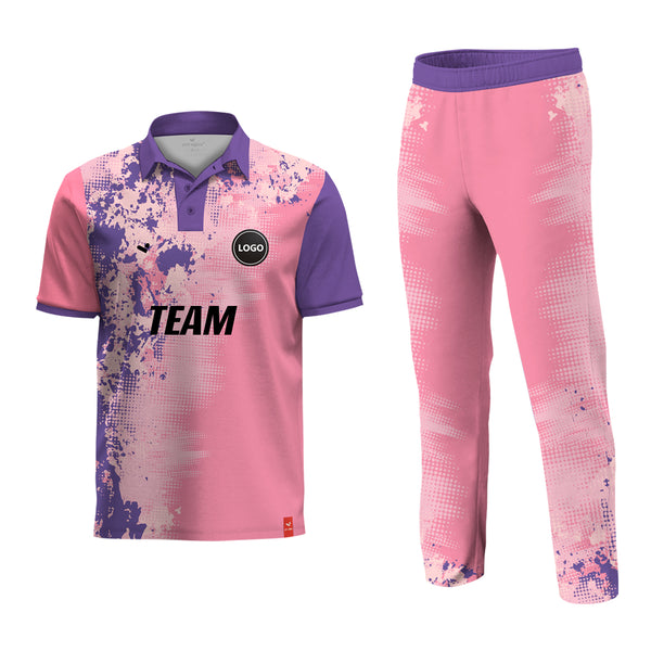 Pink and Blue Cricket team Uniform - Full Sublimation Printed, MOQ - 11 Sets