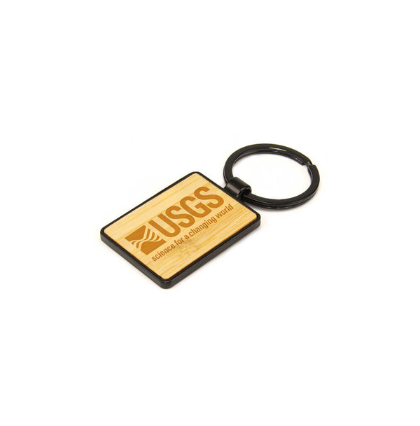 Metal Keychains with Bamboo, Wholesale, Blank - MOQ 100 pcs