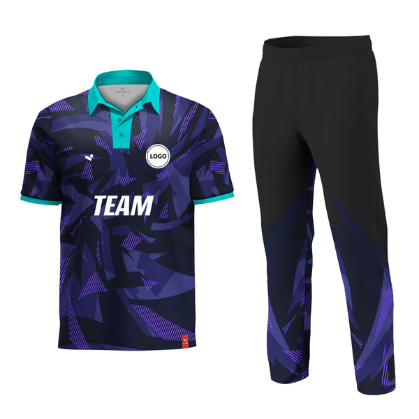 Purple color Full printed Cricket Team Uniform set , MOQ - 11 Sets