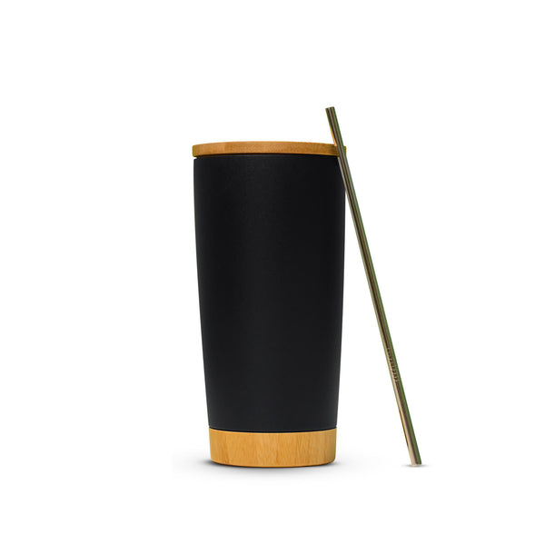 Tumbler With straw and Bamboo lid & base, Blank
