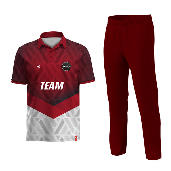Red Cricket Jersey Full set, Printed jersey and Plain Pant - MOQ 11 Sets