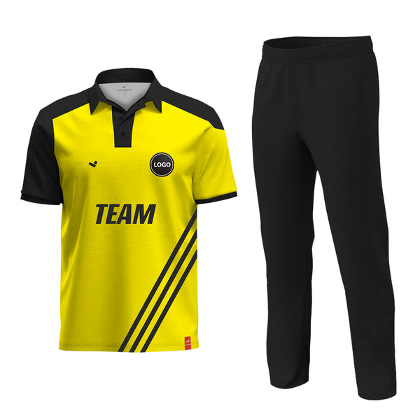 Yellow Printed Cricket jersey and Plain Pant - MOQ 11 Sets