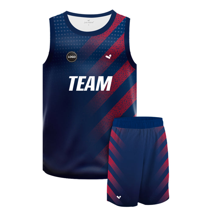 Navy color Full sublimation Basketball Team Jersey and shorts, MOQ 6 Pcs - Just Adore