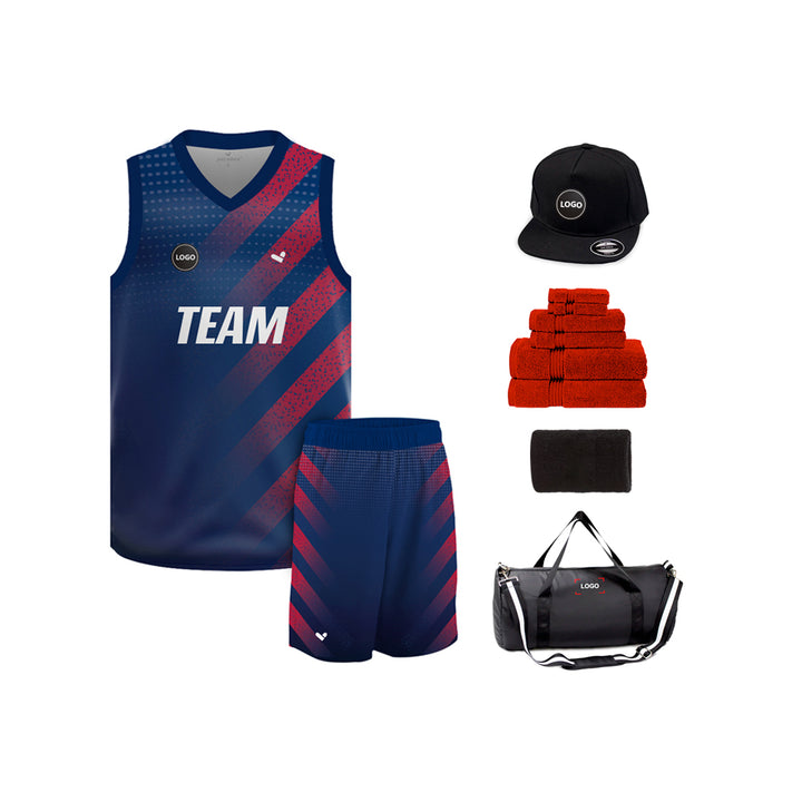 Navy color Full sublimation Basketball Team Jersey and shorts, MOQ 6 Pcs - Just Adore