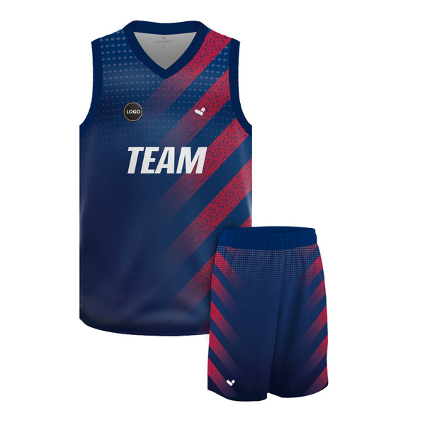 Navy color Full sublimation Basketball Team Jersey and shorts, MOQ 6 Pcs