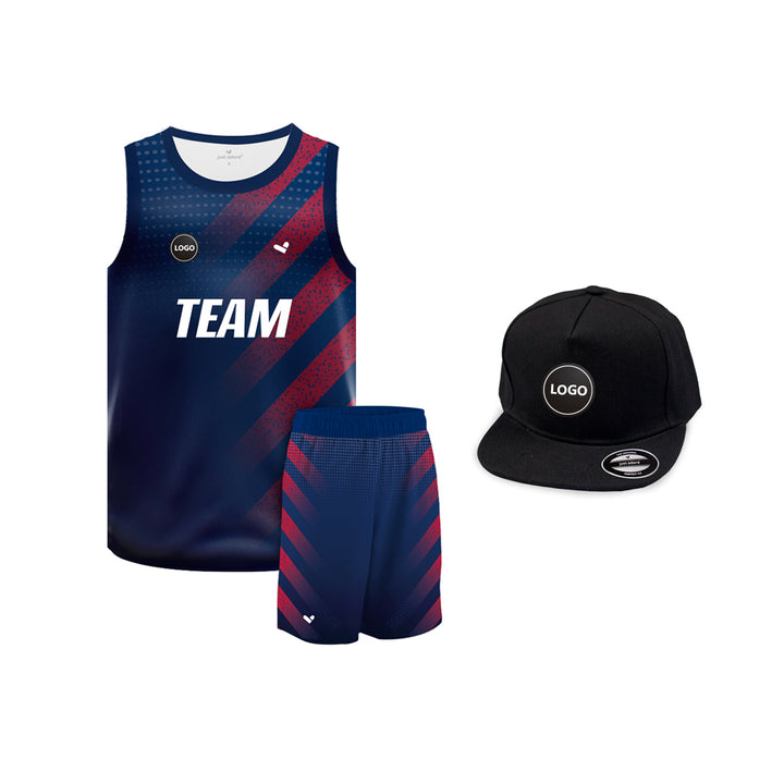 Navy color Full sublimation Basketball Team Jersey and shorts, MOQ 6 Pcs - Just Adore