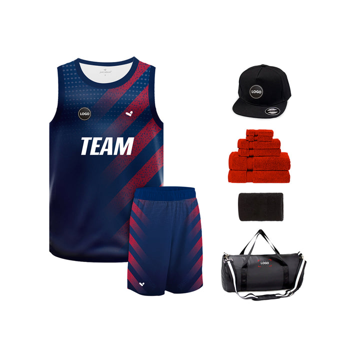 Navy color Full sublimation Basketball Team Jersey and shorts, MOQ 6 Pcs - Just Adore