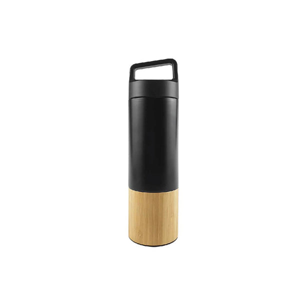 Eco-friendly Double Wall Travel Bottle with Bamboo base, Blank - MOQ 24 pcs