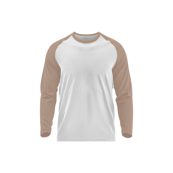 Two tone Cotton Round Neck Tshirts, Raglon Long Sleeve - Unisex, Blank