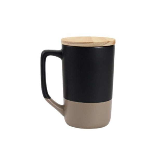 Two-toned Ceramic Mugs with Clay Bottom and Bamboo Lid, Blank